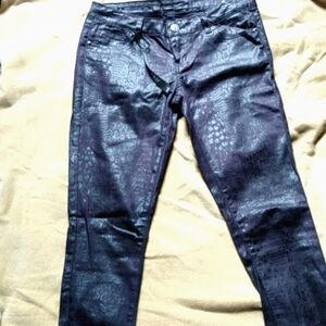Dark blue snake print jeans